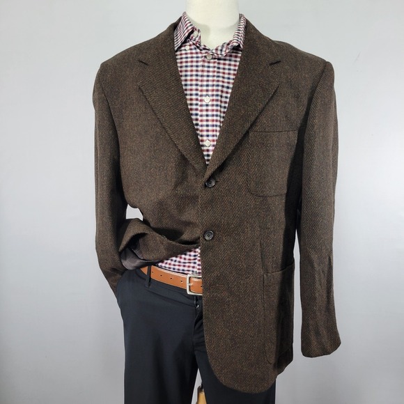 Casual Options Men's Sport Coat Blazer Three Button Brown Tweed‎ Wool Size 44R